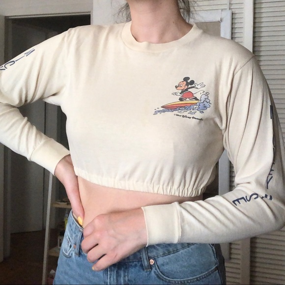 VINTAGE Mickey Mouse Disneyland Crop Top - Picture 3 of 8